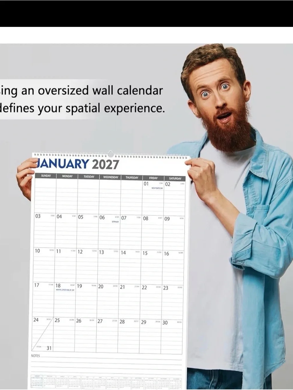 Large 2026-2027 Wall Calendar 18-Month Vertical Planner, 22